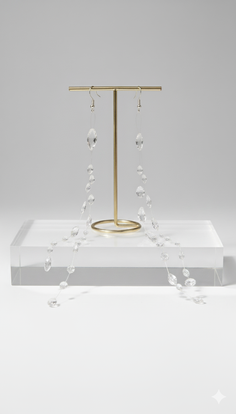 Long Clear Resin Raindrop Earrings: Ethereal Cascading Dangle Jewelry