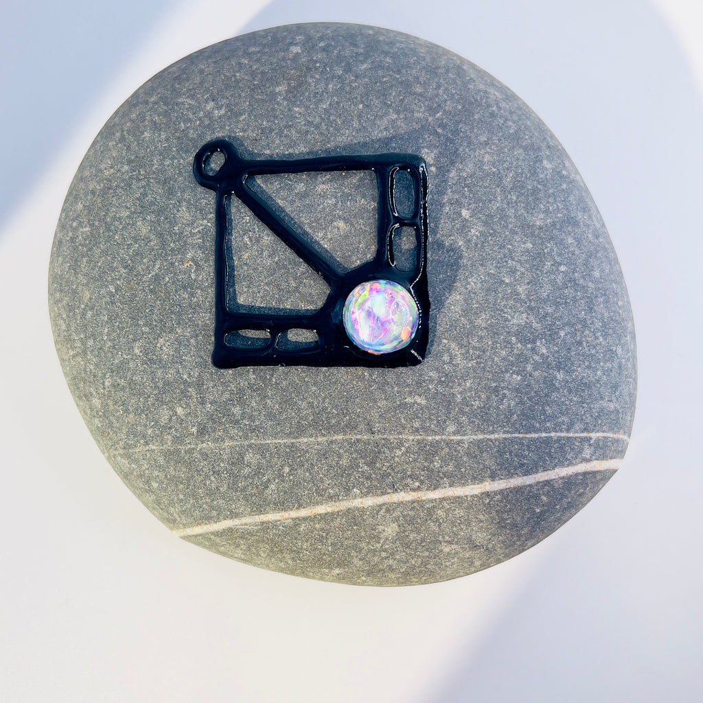 Black Resin Geometric Pendant: Modern Wearable Art Necklace