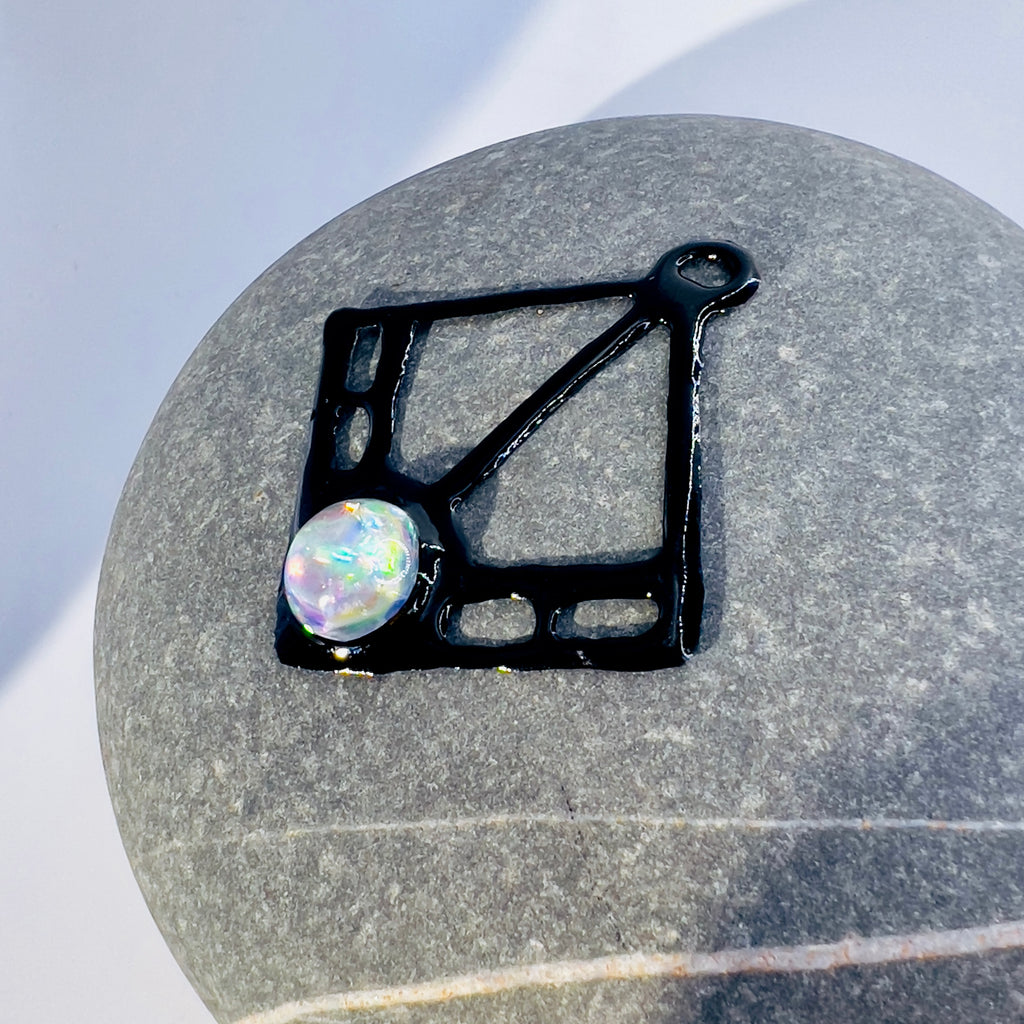 Black Resin Geometric Pendant: Modern Wearable Art Necklace
