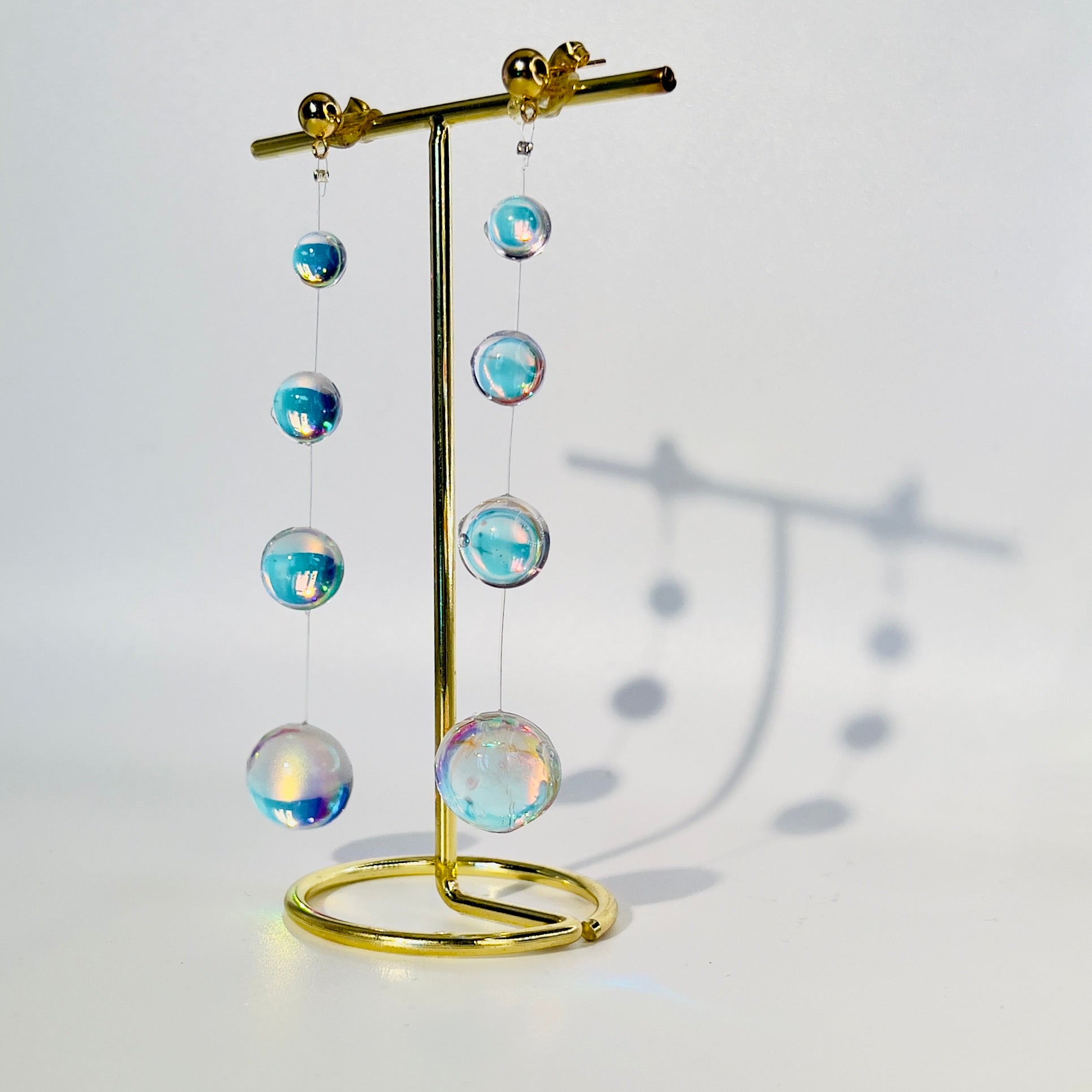Iridescent Crystal Cascade Earrings: Modern Minimalist Statement Jewelry