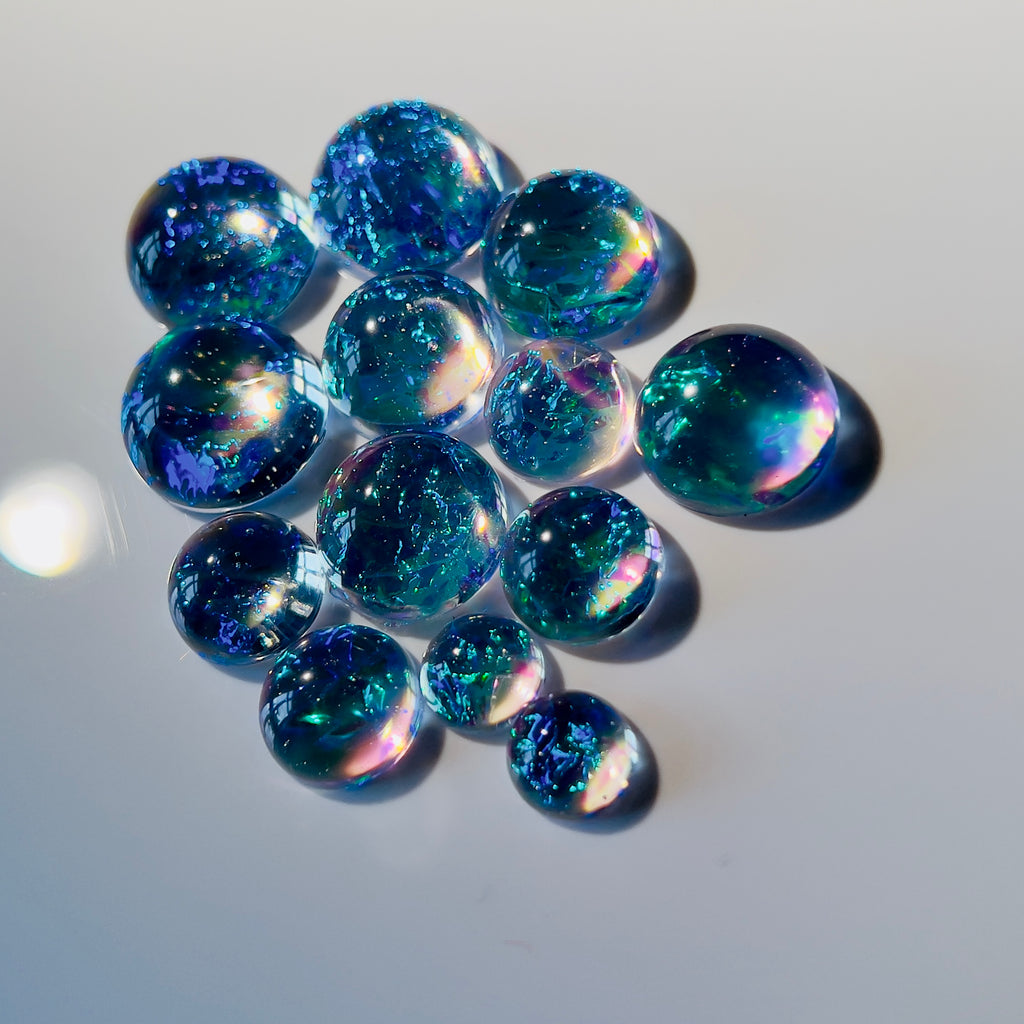 Galaxy Jelly Opal Resin Cabochons: Iridescent Dome Gems, Mixed Sizes
