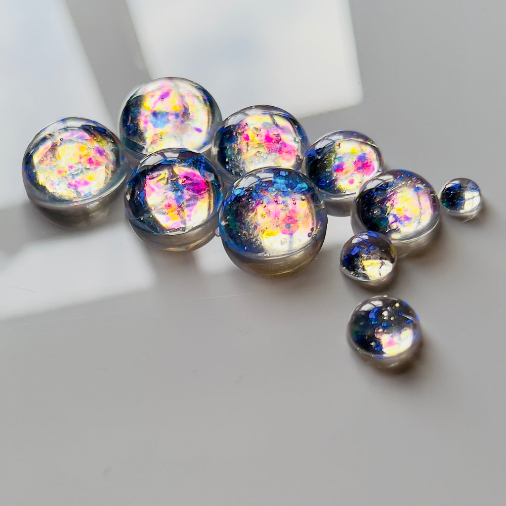 Galaxy Jelly Opal Resin Cabochons: Iridescent Dome Gems, Mixed Sizes