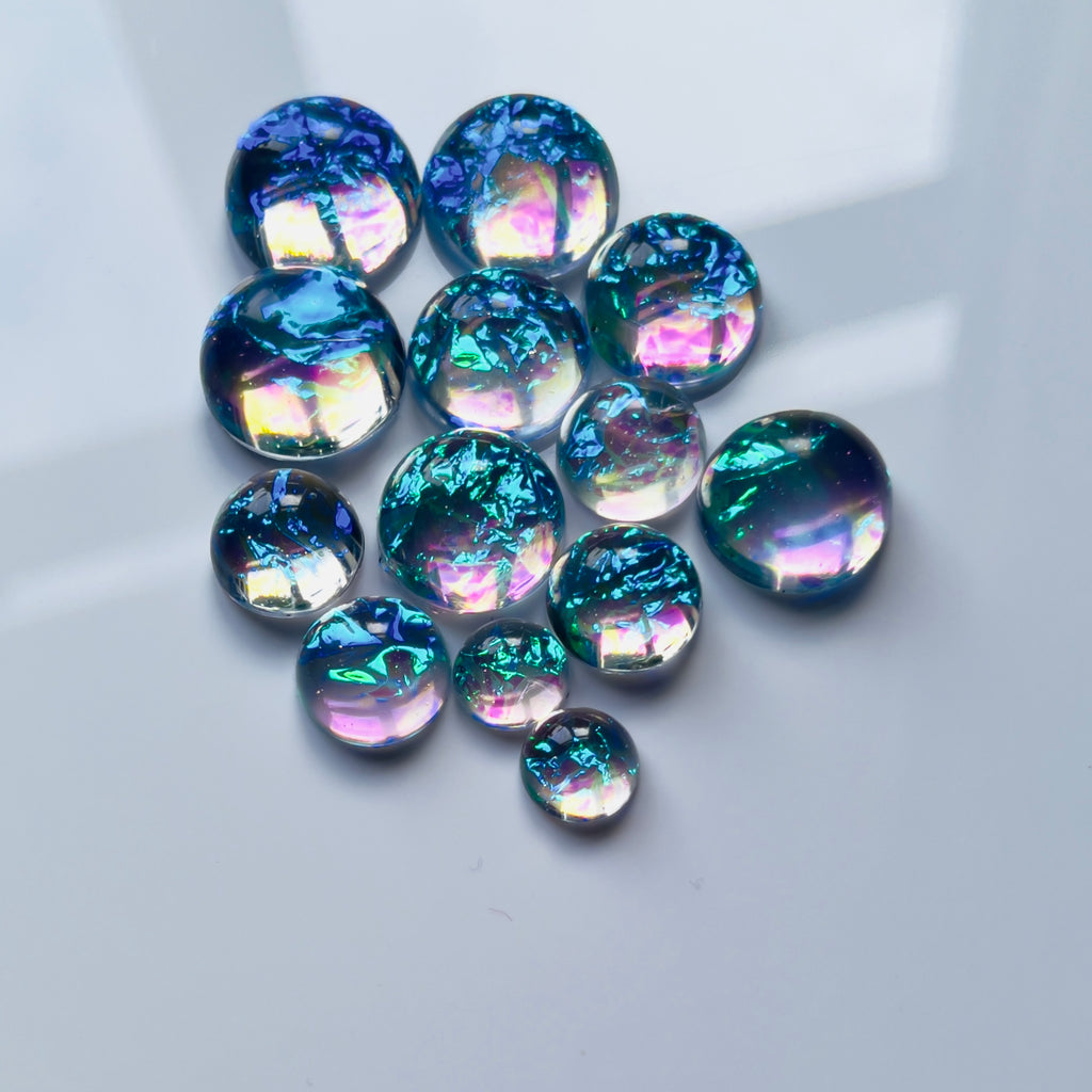 Galaxy Jelly Opal Resin Cabochons: Iridescent Dome Gems, Mixed Sizes