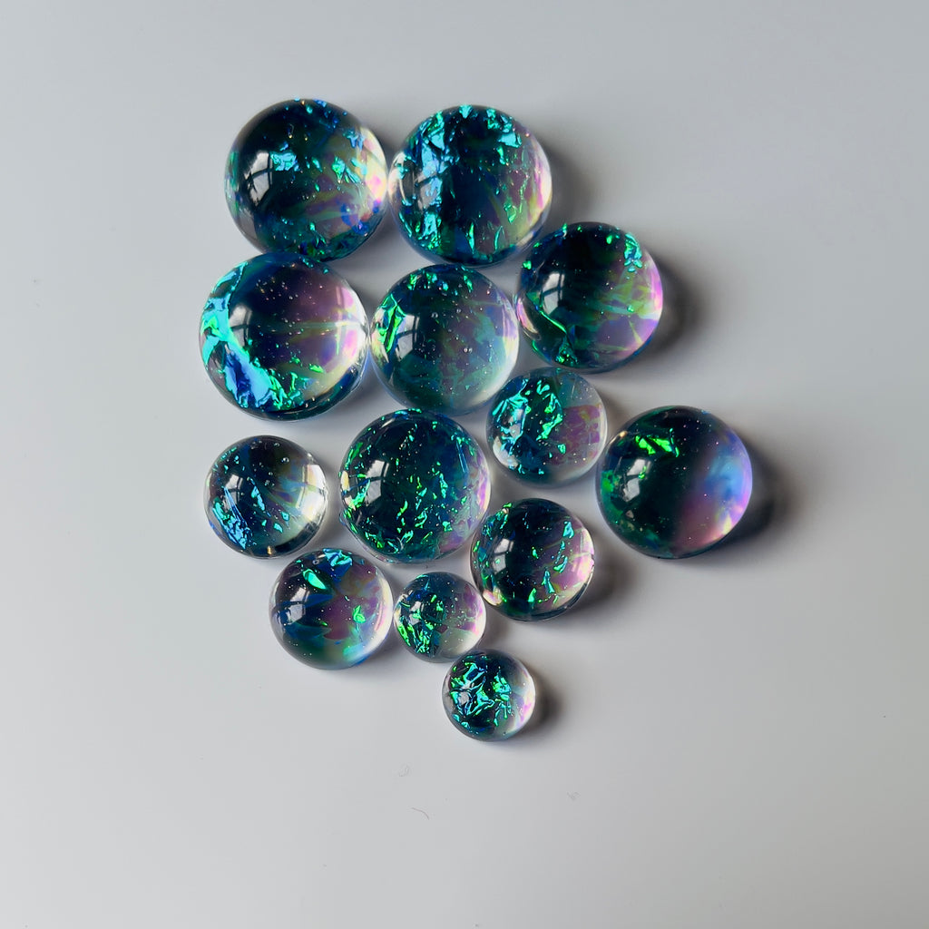 Galaxy Jelly Opal Resin Cabochons: Iridescent Dome Gems, Mixed Sizes