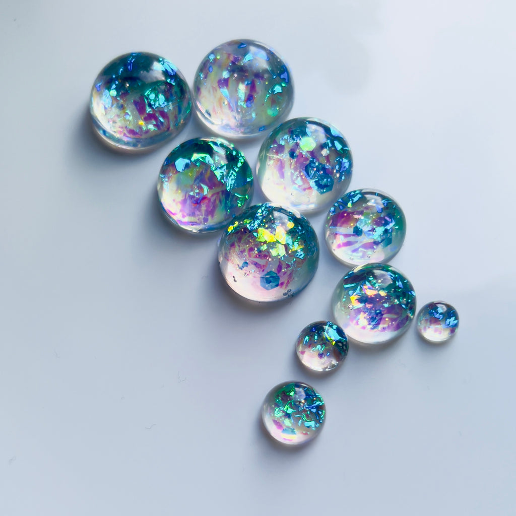 Sparkle Clear Holographic Resin Opal Gems