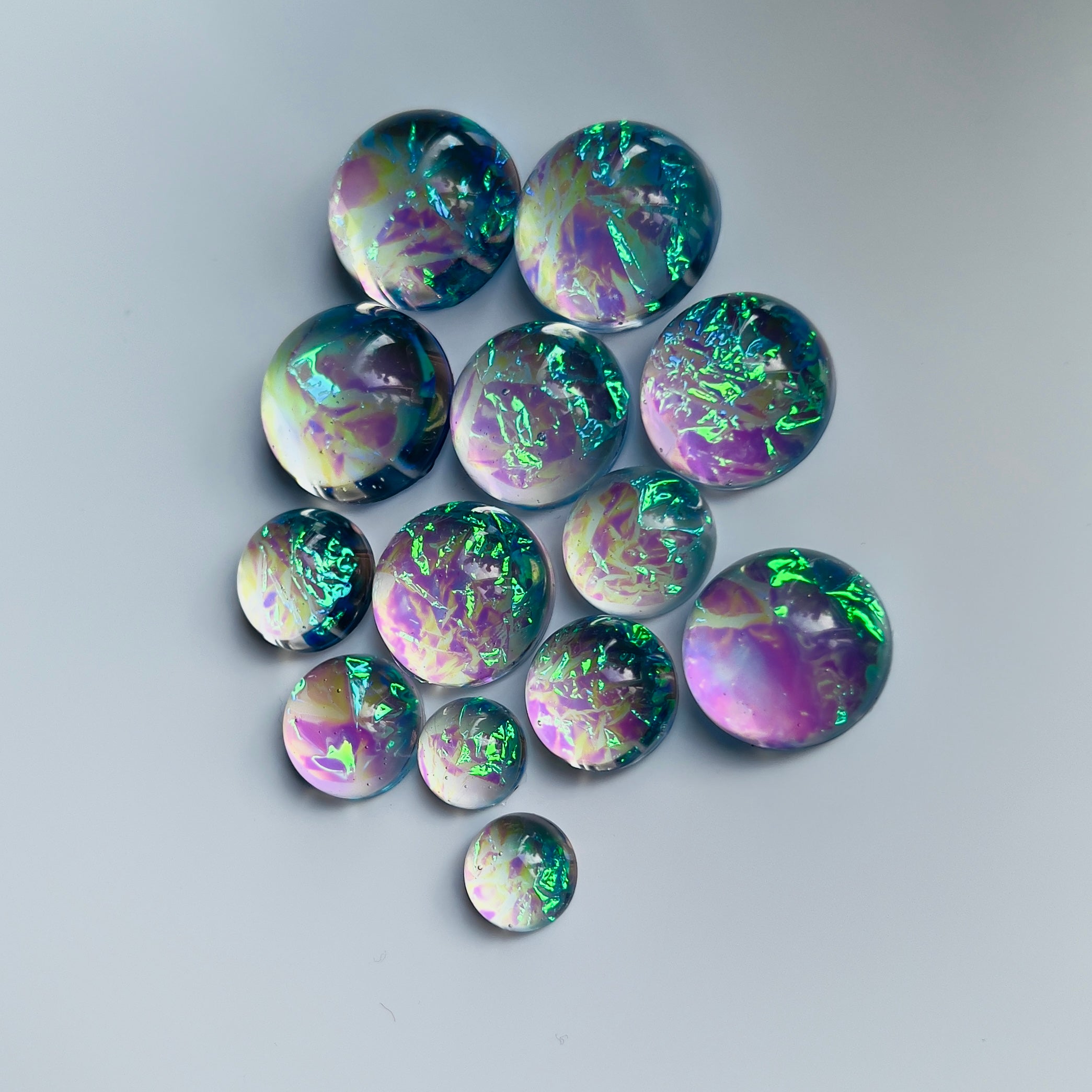 Galaxy Jelly Opal Resin Cabochons: Iridescent Dome Gems, Mixed Sizes