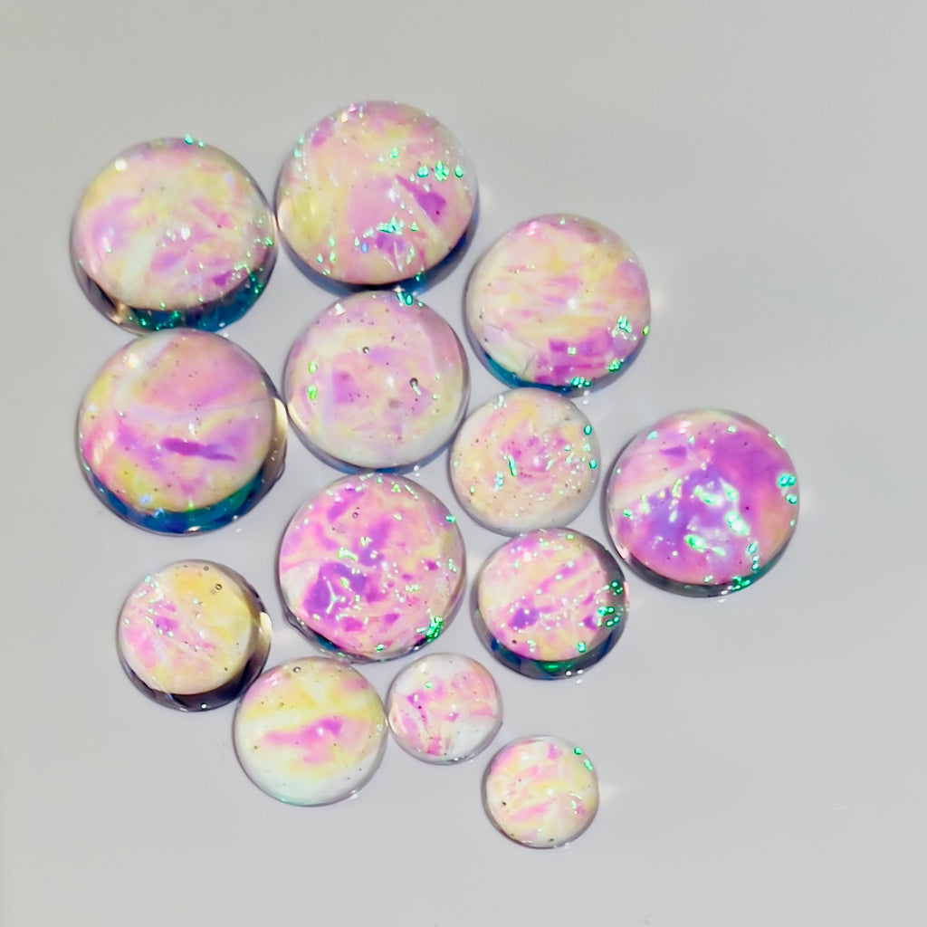 Galaxy Jelly Opal Resin Cabochons: Iridescent Dome Gems, Mixed Sizes