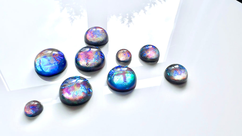 Dichroic Resin Cabochons: Galaxy Aurora Opal Domes