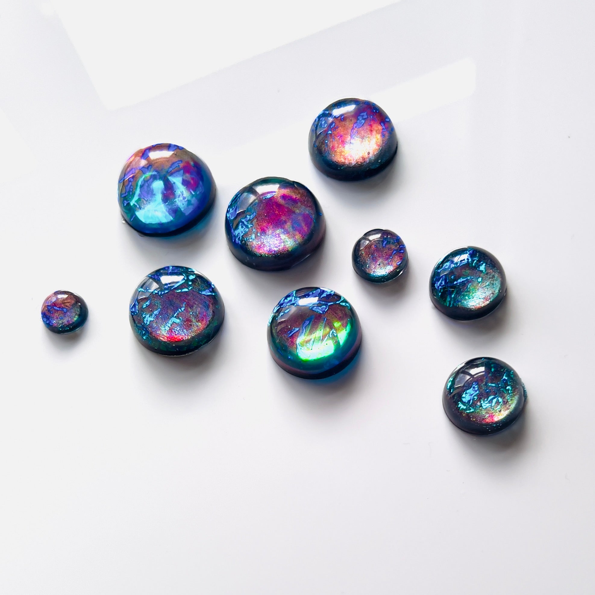 Dichroic Resin Cabochons: Galaxy Aurora Opal Domes