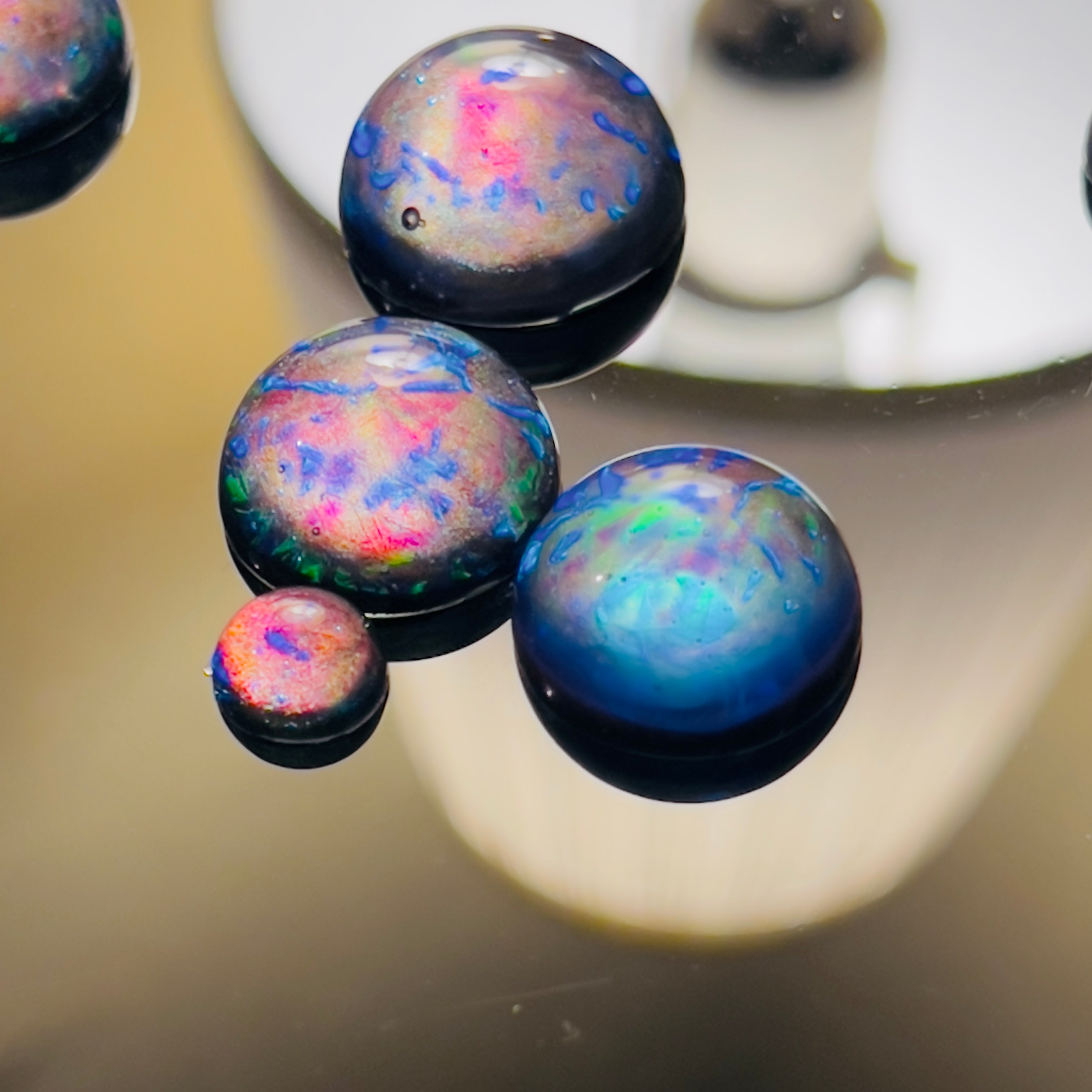 Dichroic Resin Cabochons: Galaxy Aurora Opal Domes