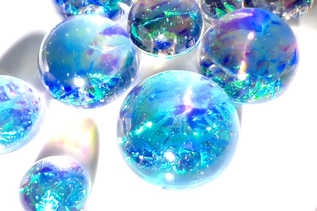 Galaxy Jelly Opal Resin Cabochons: Iridescent Dome Gems, Mixed Sizes