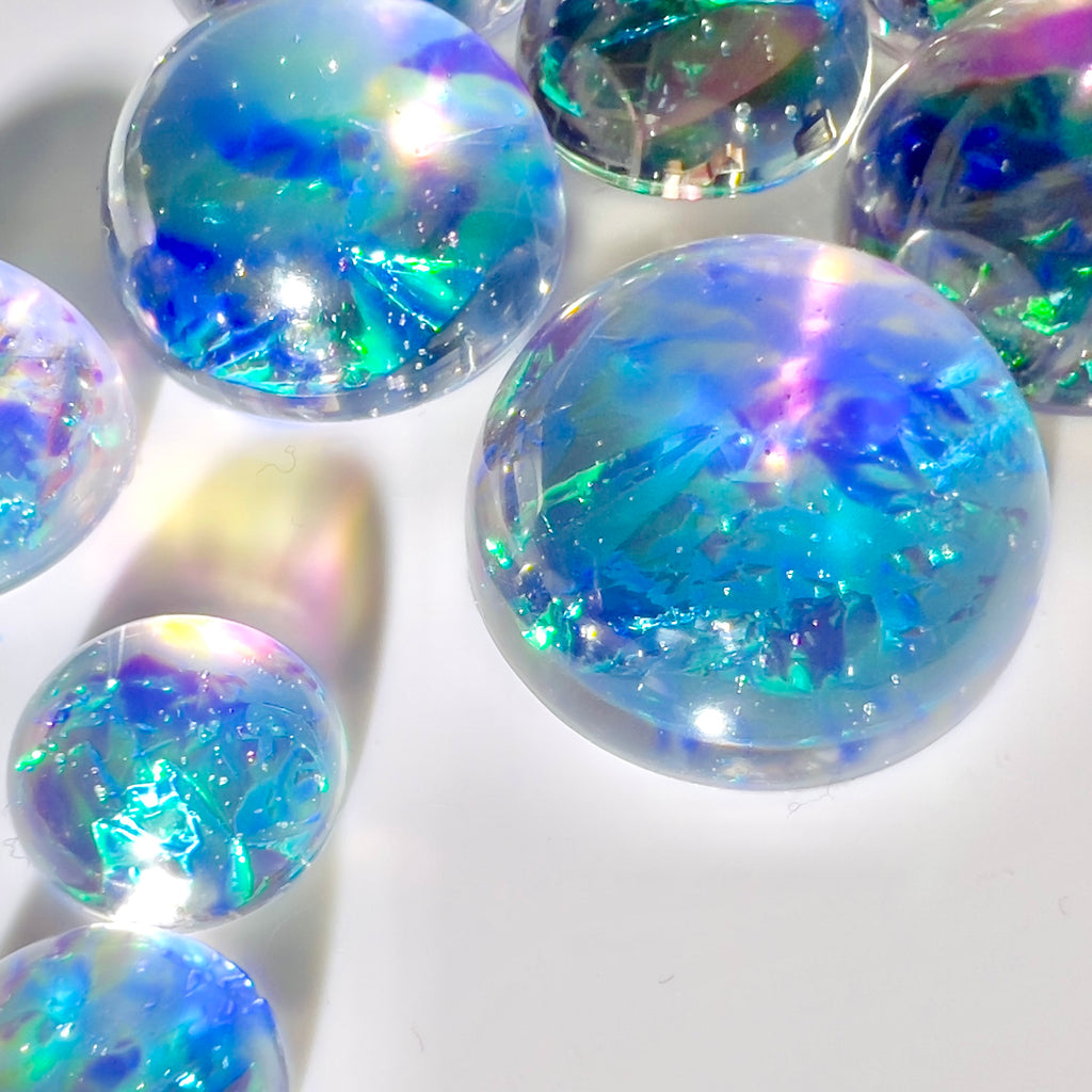 Galaxy Jelly Opal Resin Cabochons: Iridescent Dome Gems, Mixed Sizes