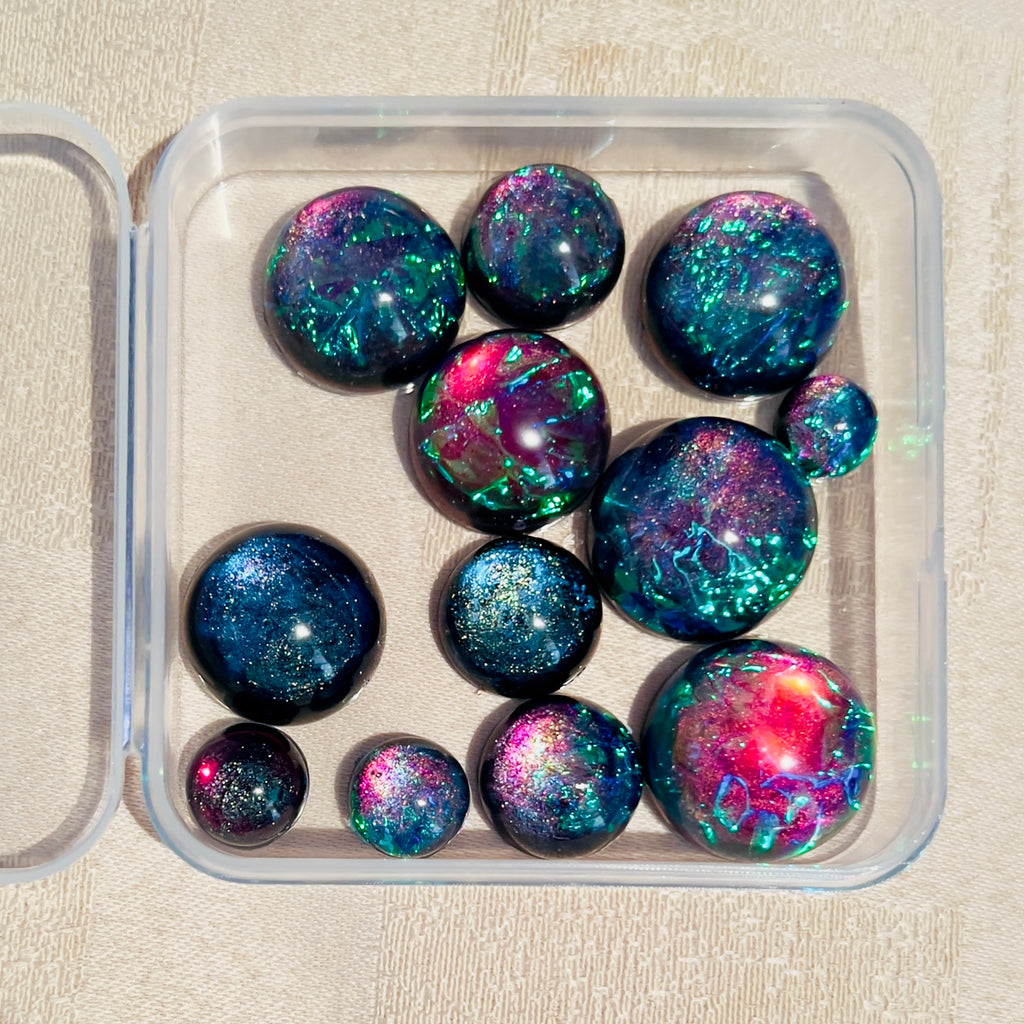 Dichroic Resin Cabochons: Galaxy Aurora Opal Domes