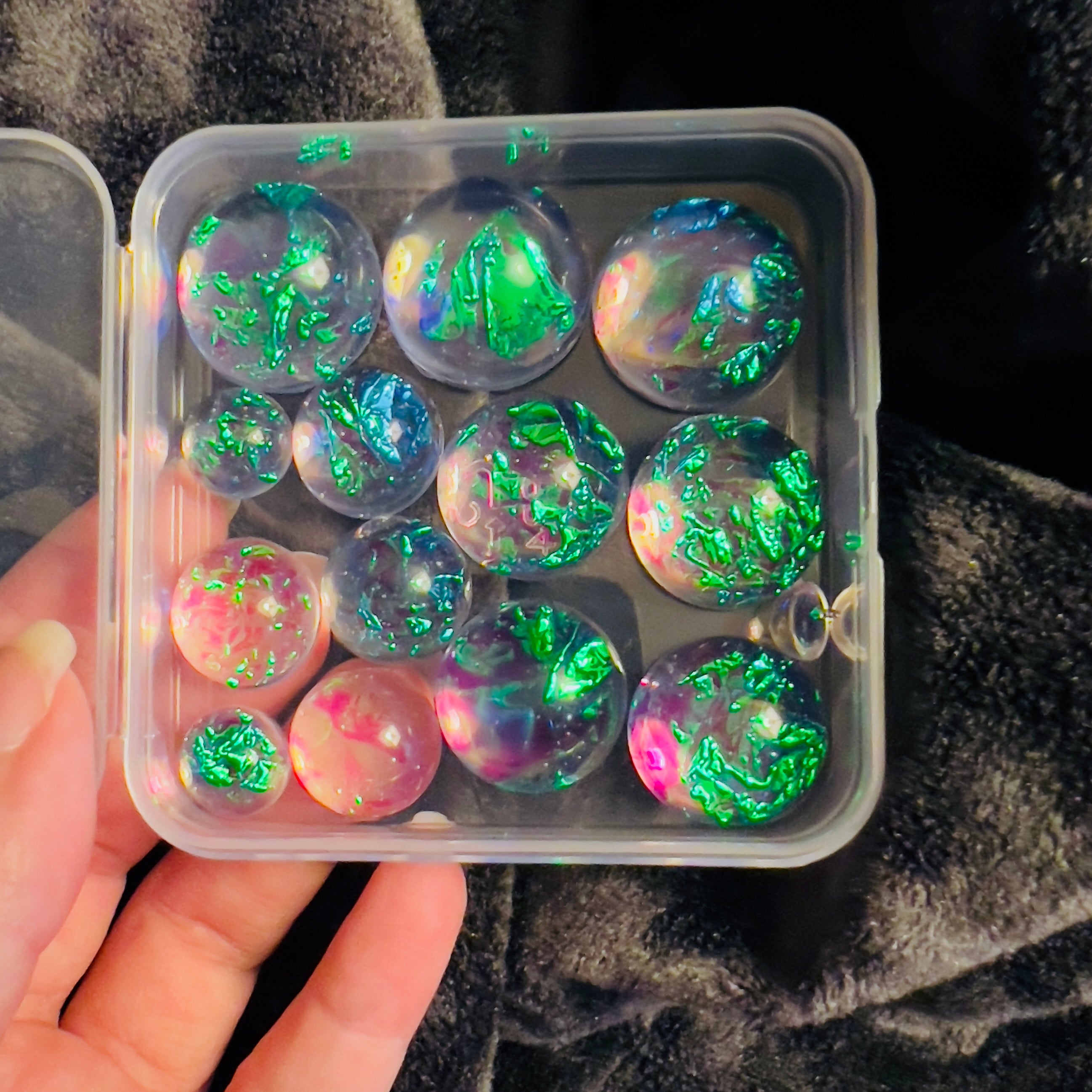 Galaxy Jelly Opal Resin Cabochons: Iridescent Dome Gems, Mixed Sizes