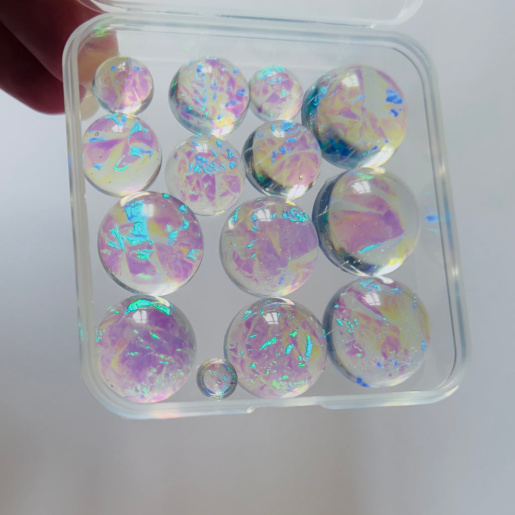 Galaxy Jelly Opal Resin Cabochons: Iridescent Dome Gems, Mixed Sizes