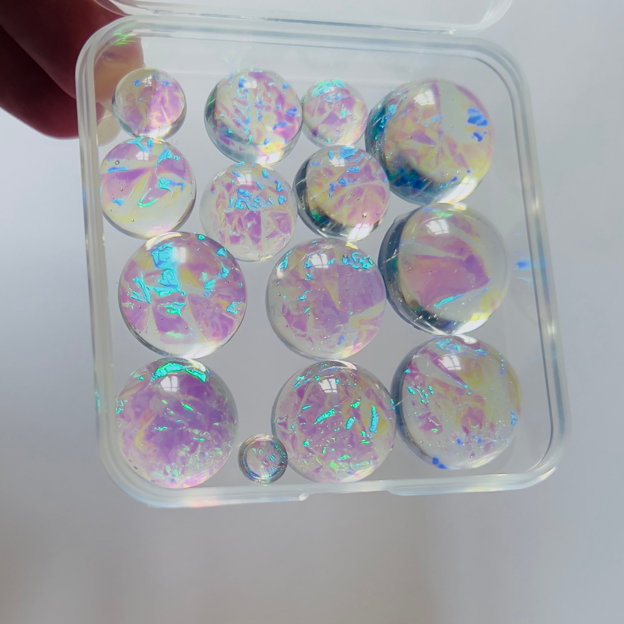 Galaxy Jelly Opal Resin Cabochons: Iridescent Dome Gems, Mixed Sizes