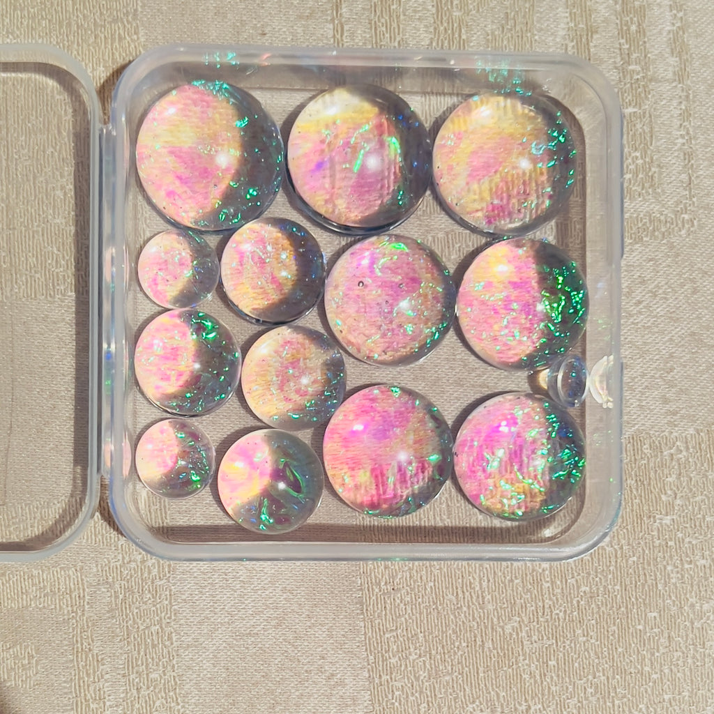Galaxy Jelly Opal Resin Cabochons: Iridescent Dome Gems, Mixed Sizes