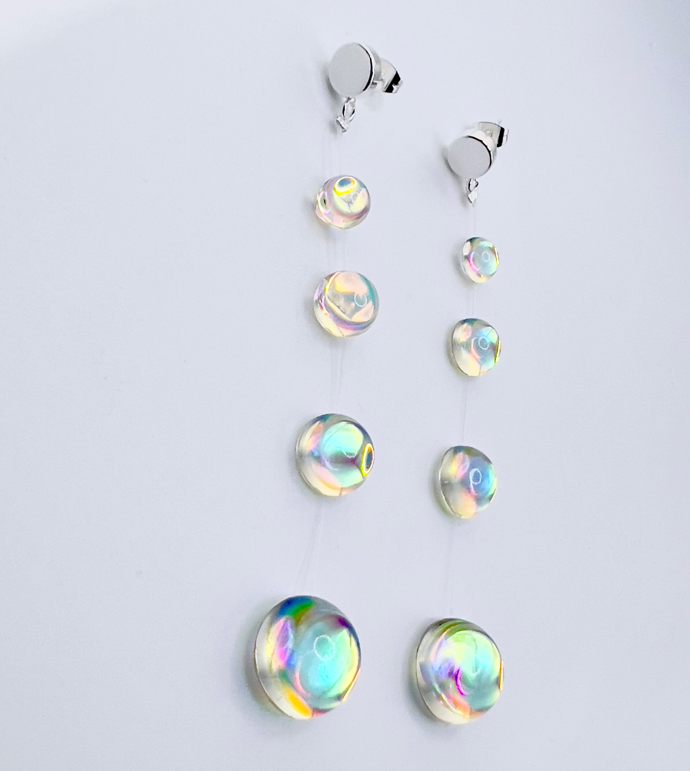 Iridescent Crystal Cascade Earrings: Modern Minimalist Statement Jewelry
