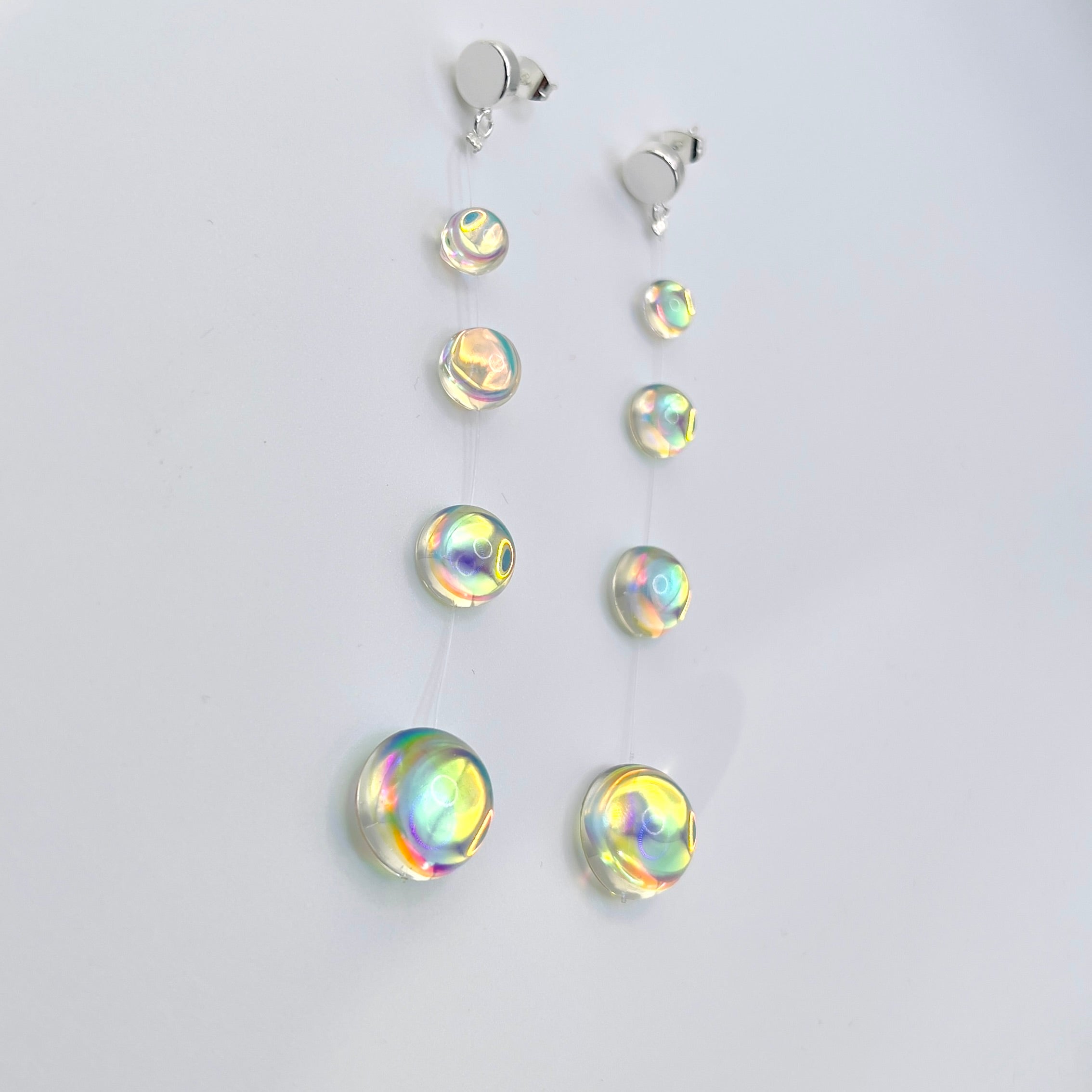 Iridescent Crystal Cascade Earrings: Modern Minimalist Statement Jewelry