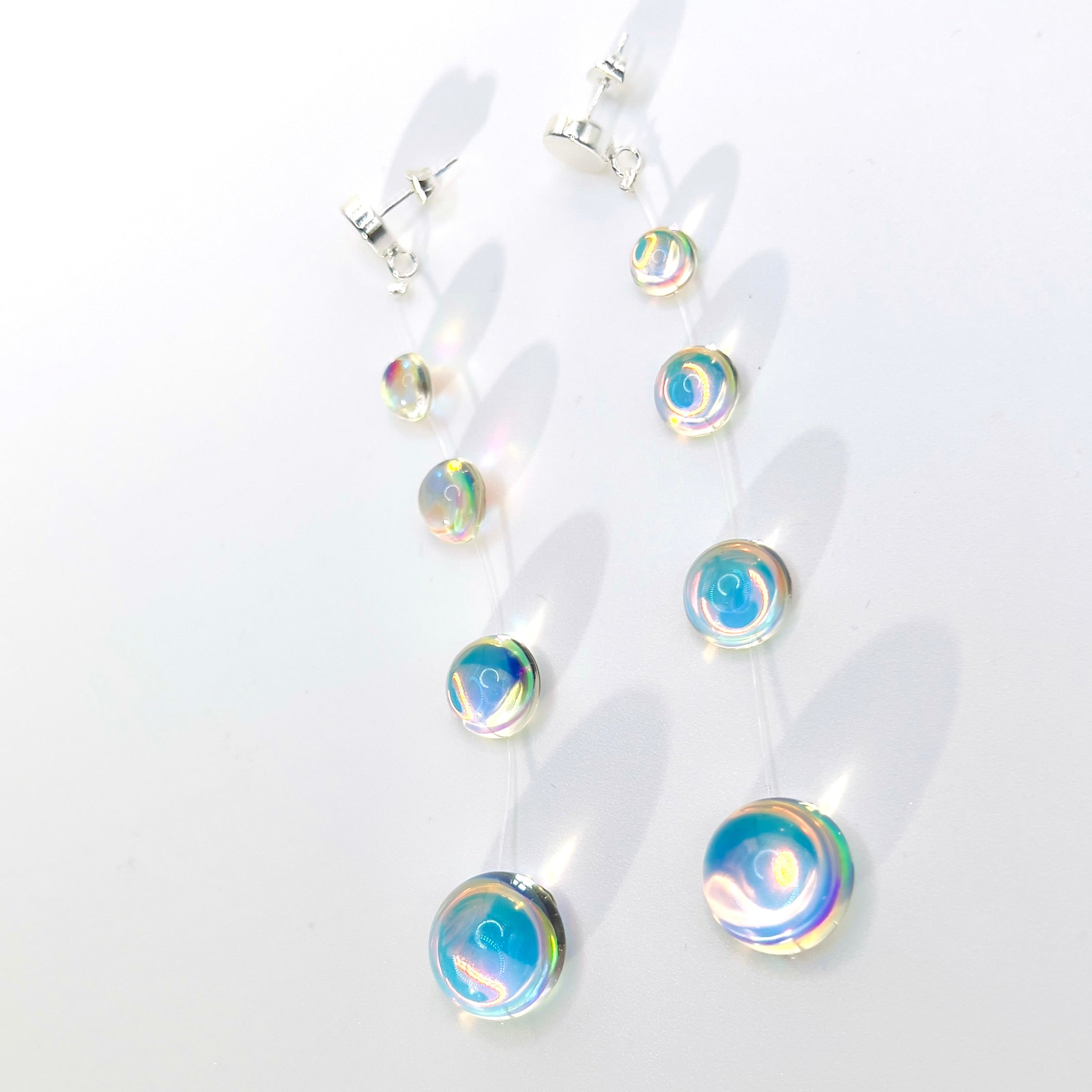 Iridescent Crystal Cascade Earrings: Modern Minimalist Statement Jewelry