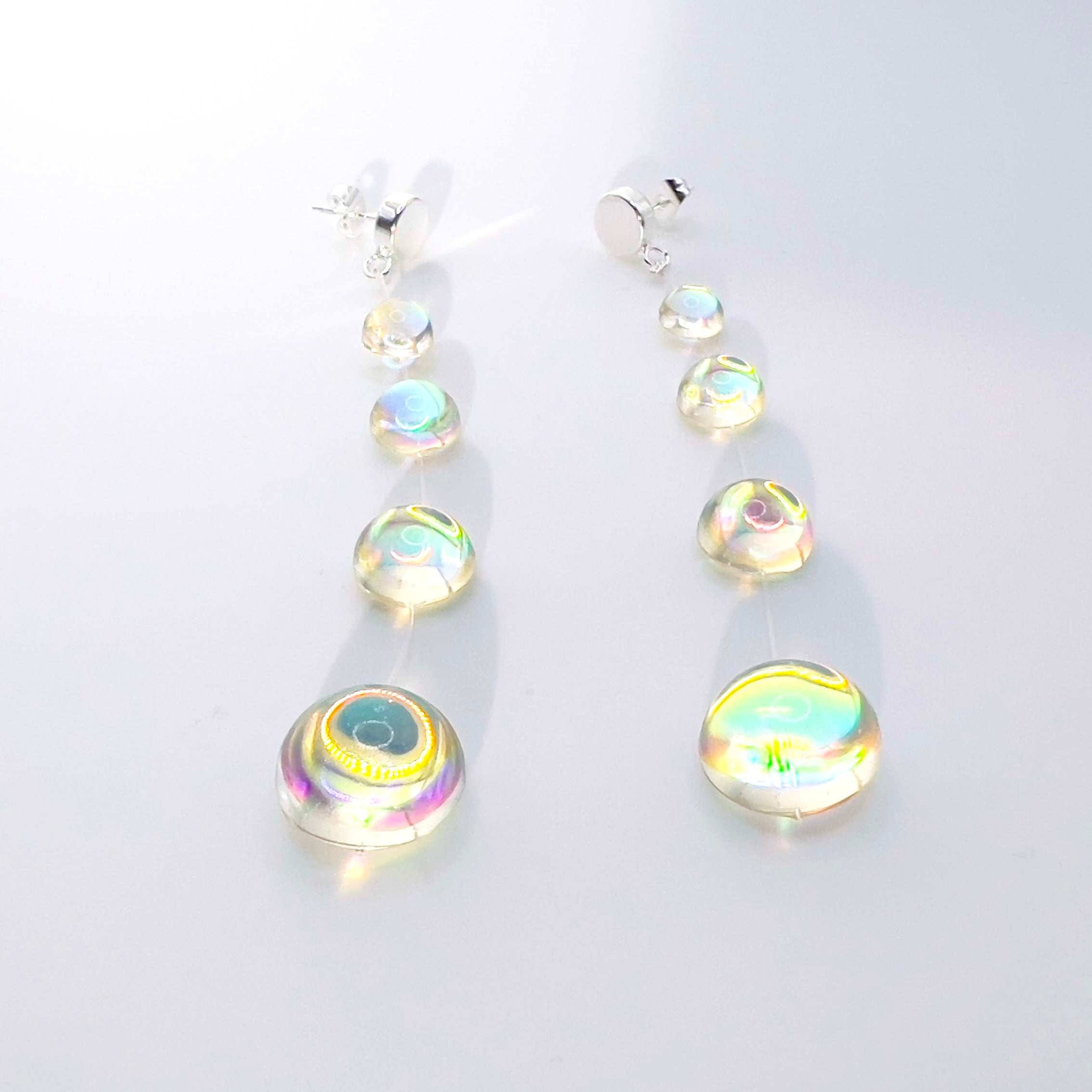 Iridescent Crystal Cascade Earrings: Modern Minimalist Statement Jewelry