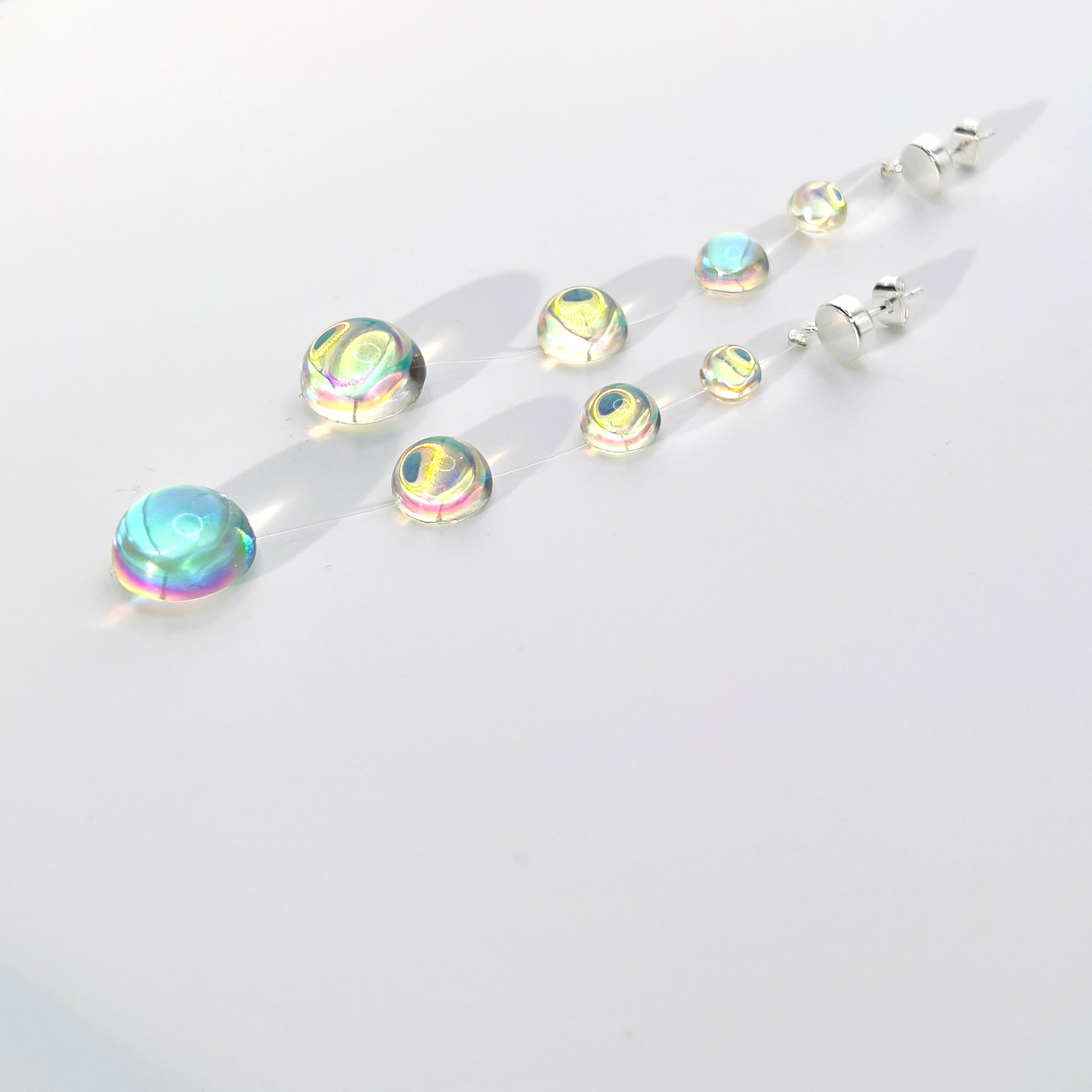Iridescent Crystal Cascade Earrings: Modern Minimalist Statement Jewelry