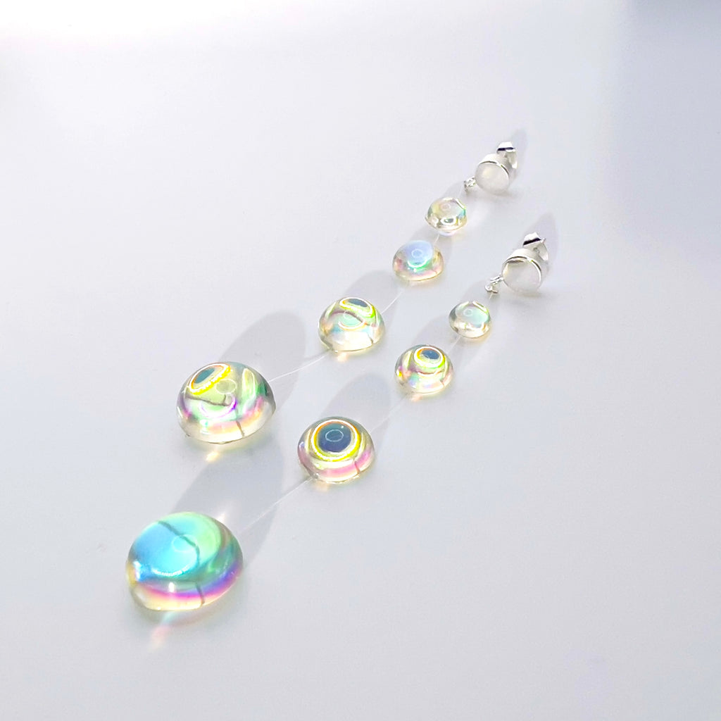 Iridescent Crystal Cascade Earrings: Modern Minimalist Statement Jewelry