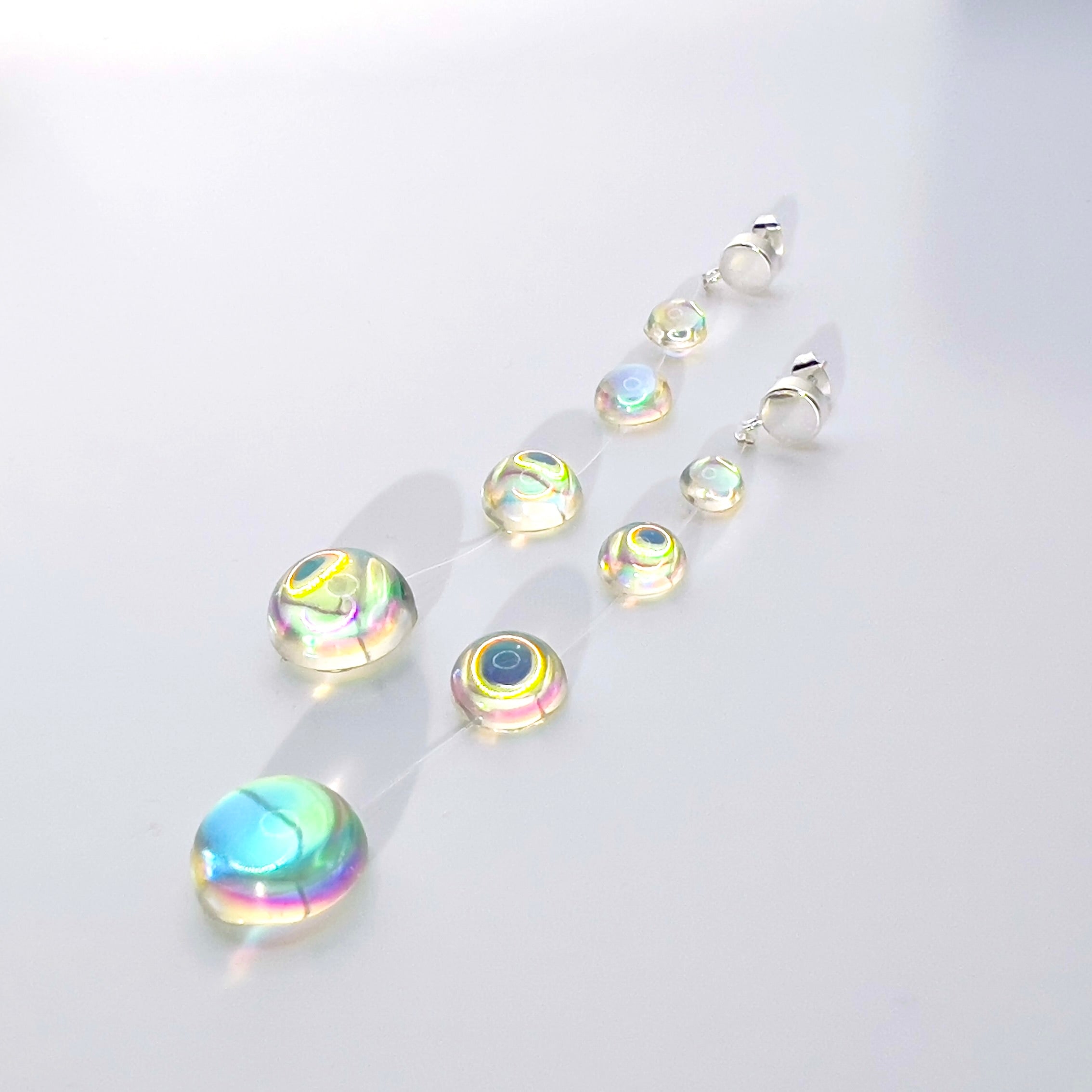 Iridescent Crystal Cascade Earrings: Modern Minimalist Statement Jewelry