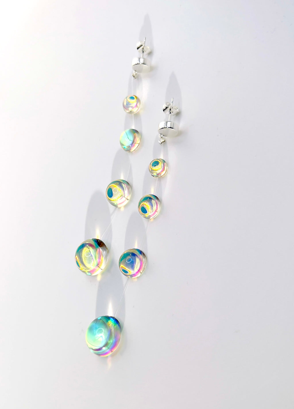 Iridescent Crystal Cascade Earrings: Modern Minimalist Statement Jewelry