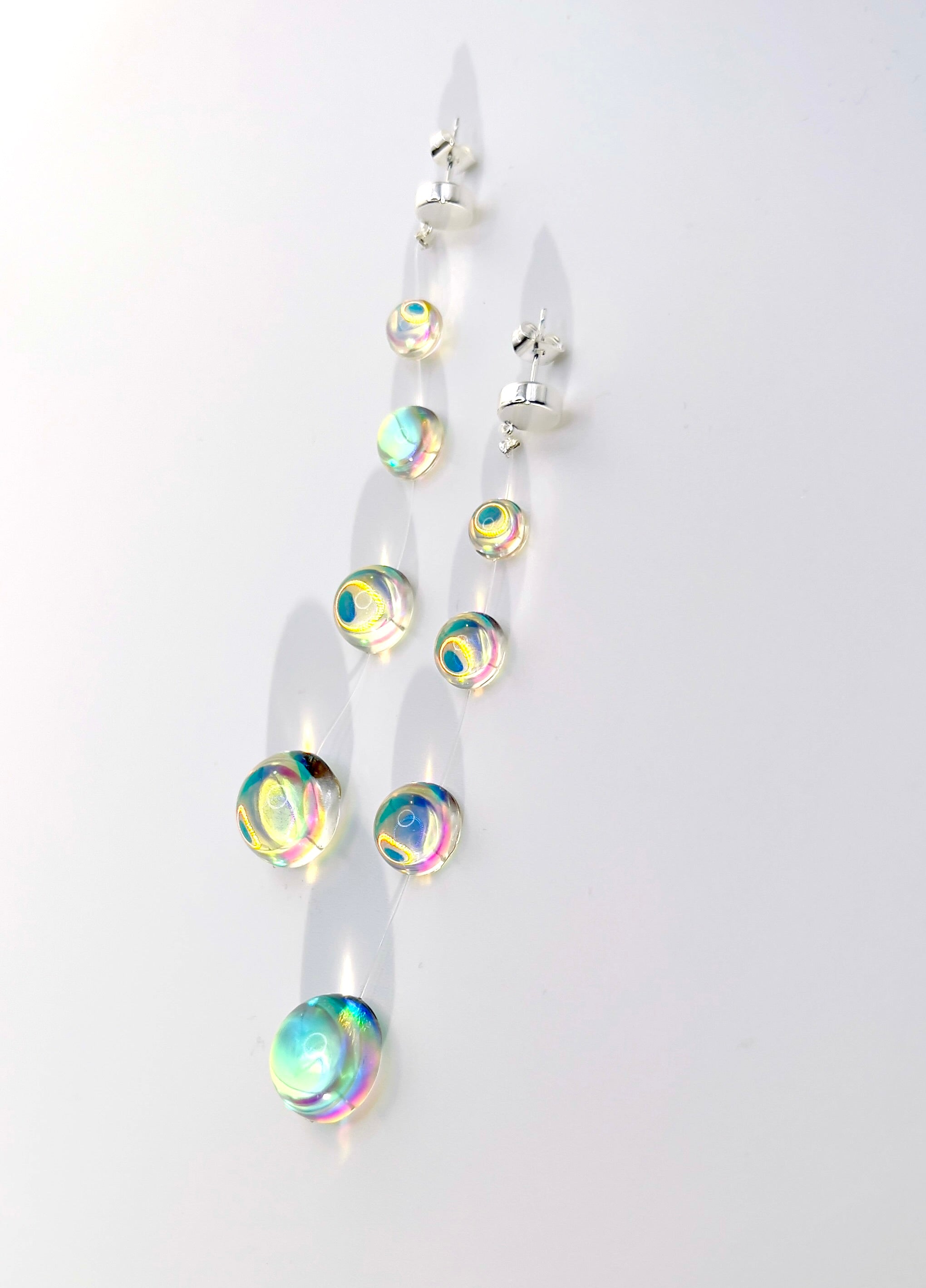 Iridescent Crystal Cascade Earrings: Modern Minimalist Statement Jewelry