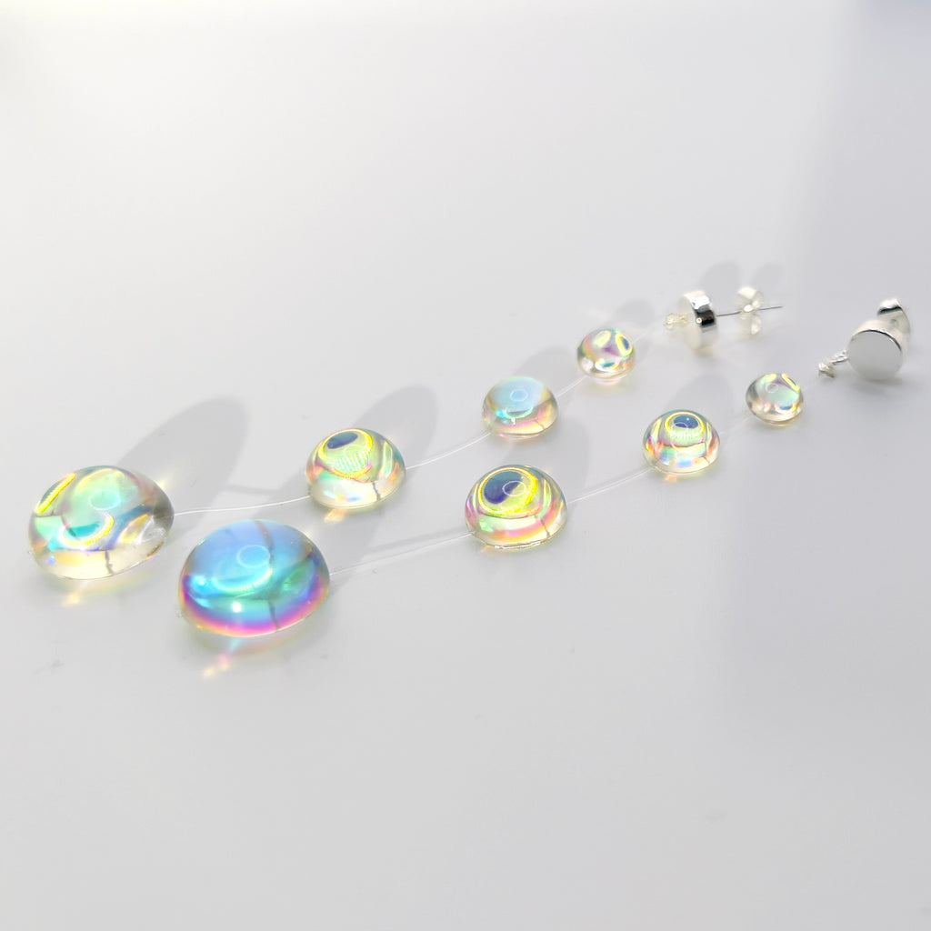 Iridescent Crystal Cascade Earrings: Modern Minimalist Statement Jewelry