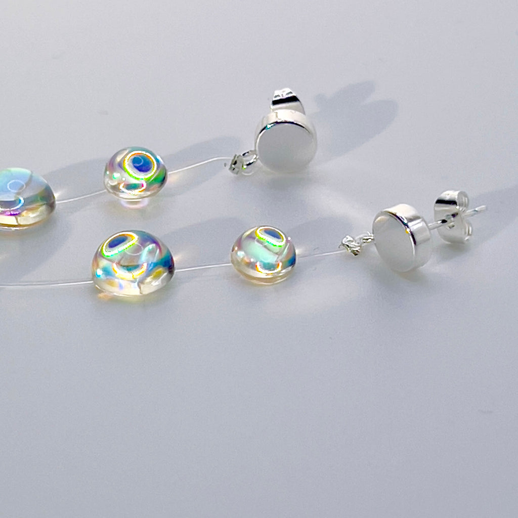 Iridescent Crystal Cascade Earrings: Modern Minimalist Statement Jewelry