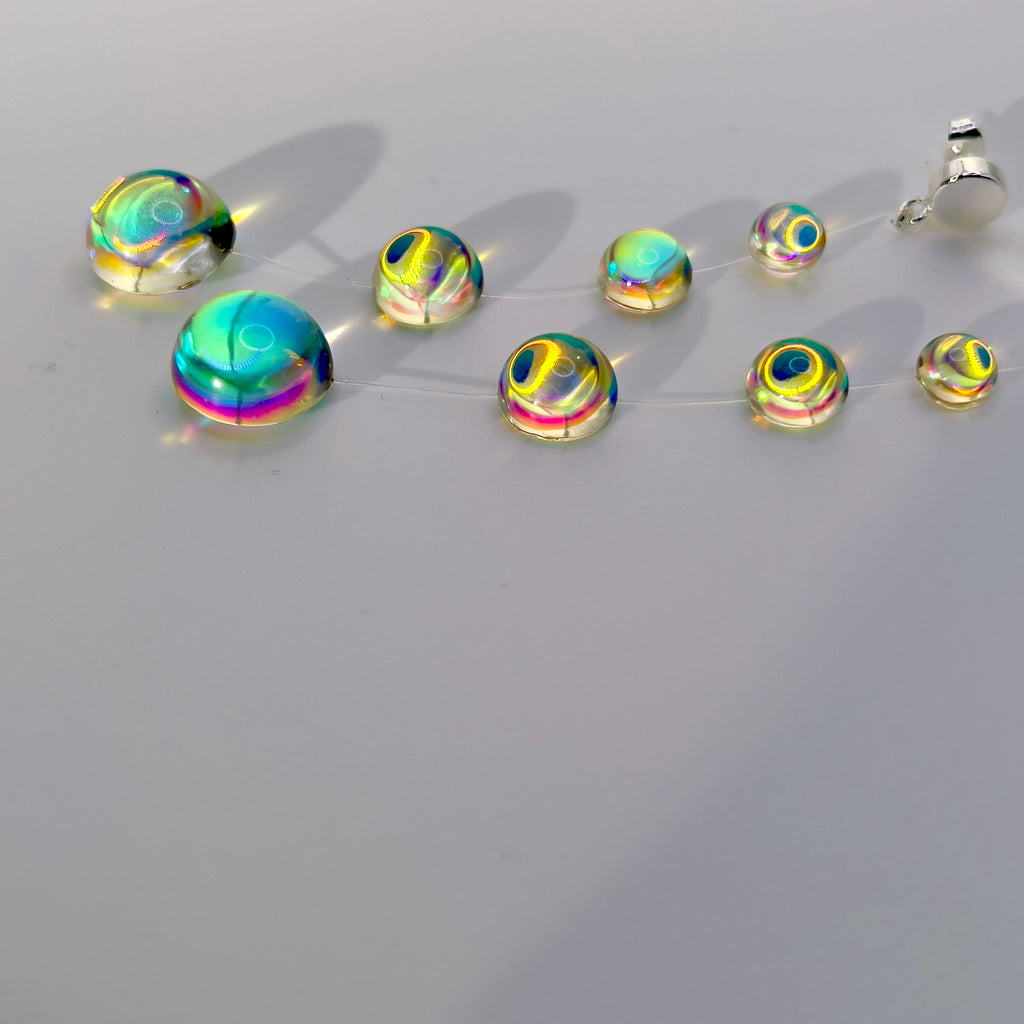 Iridescent Crystal Cascade Earrings: Modern Minimalist Statement Jewelry