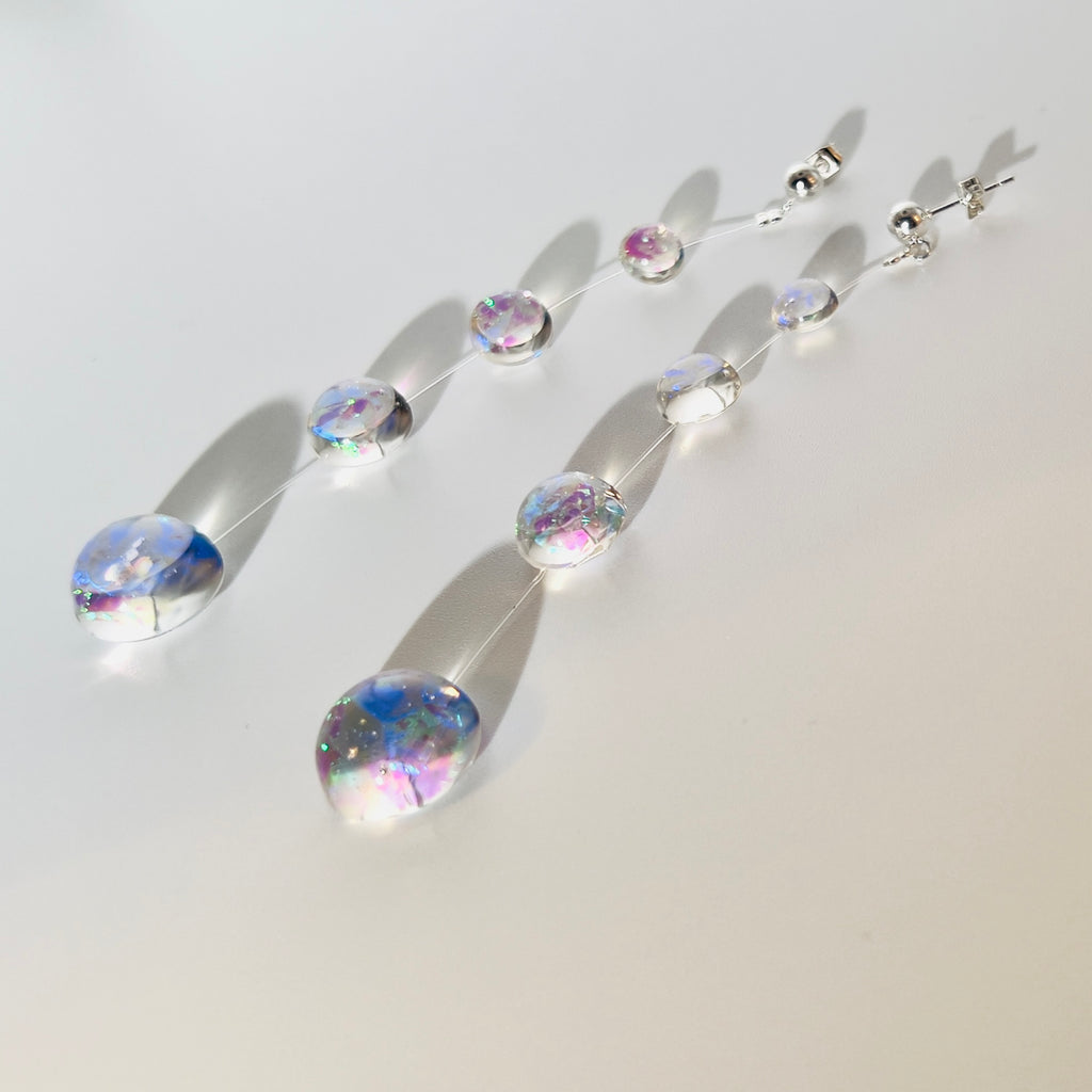 Iridescent Crystal Cascade Earrings: Modern Minimalist Statement Jewelry
