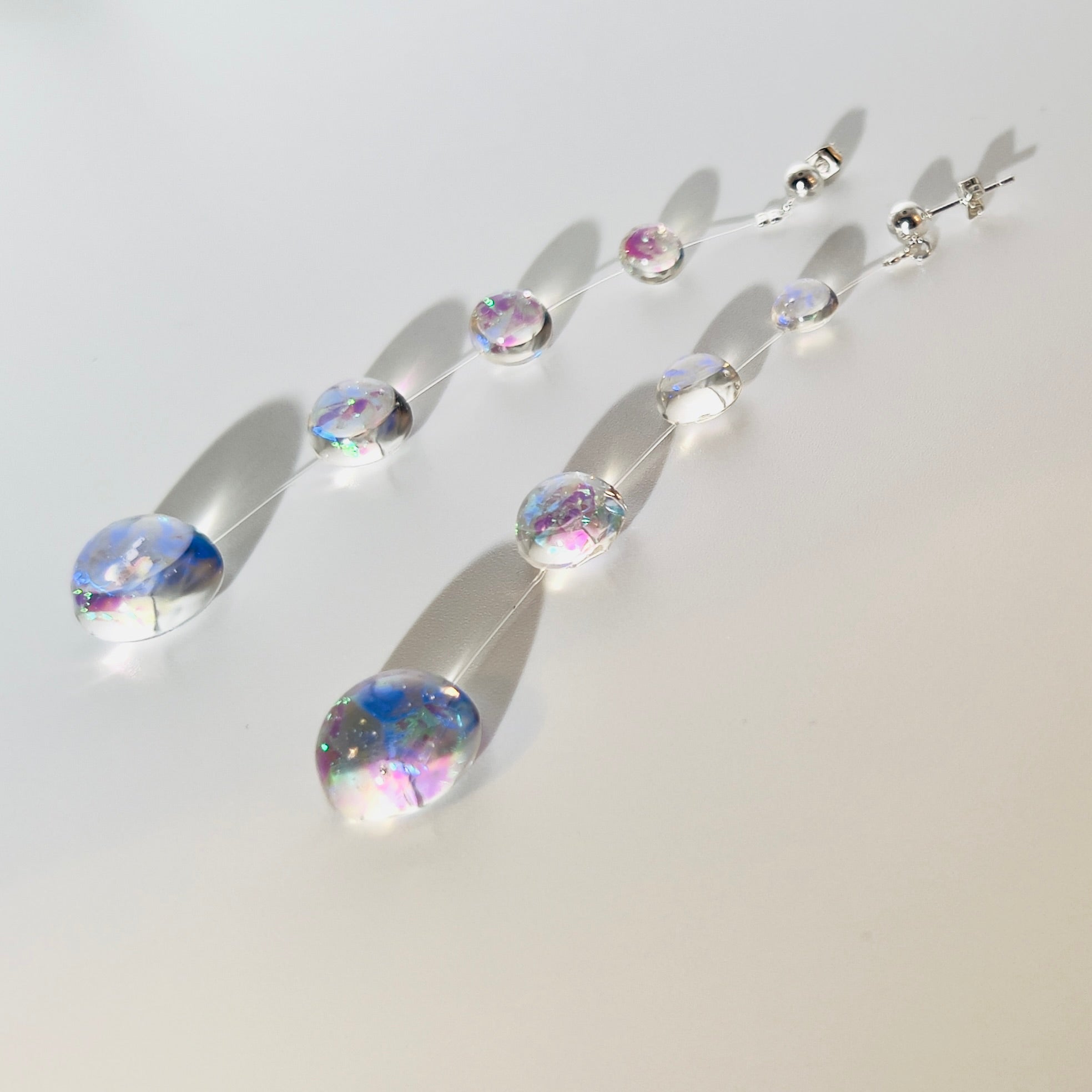Iridescent Crystal Cascade Earrings: Modern Minimalist Statement Jewelry