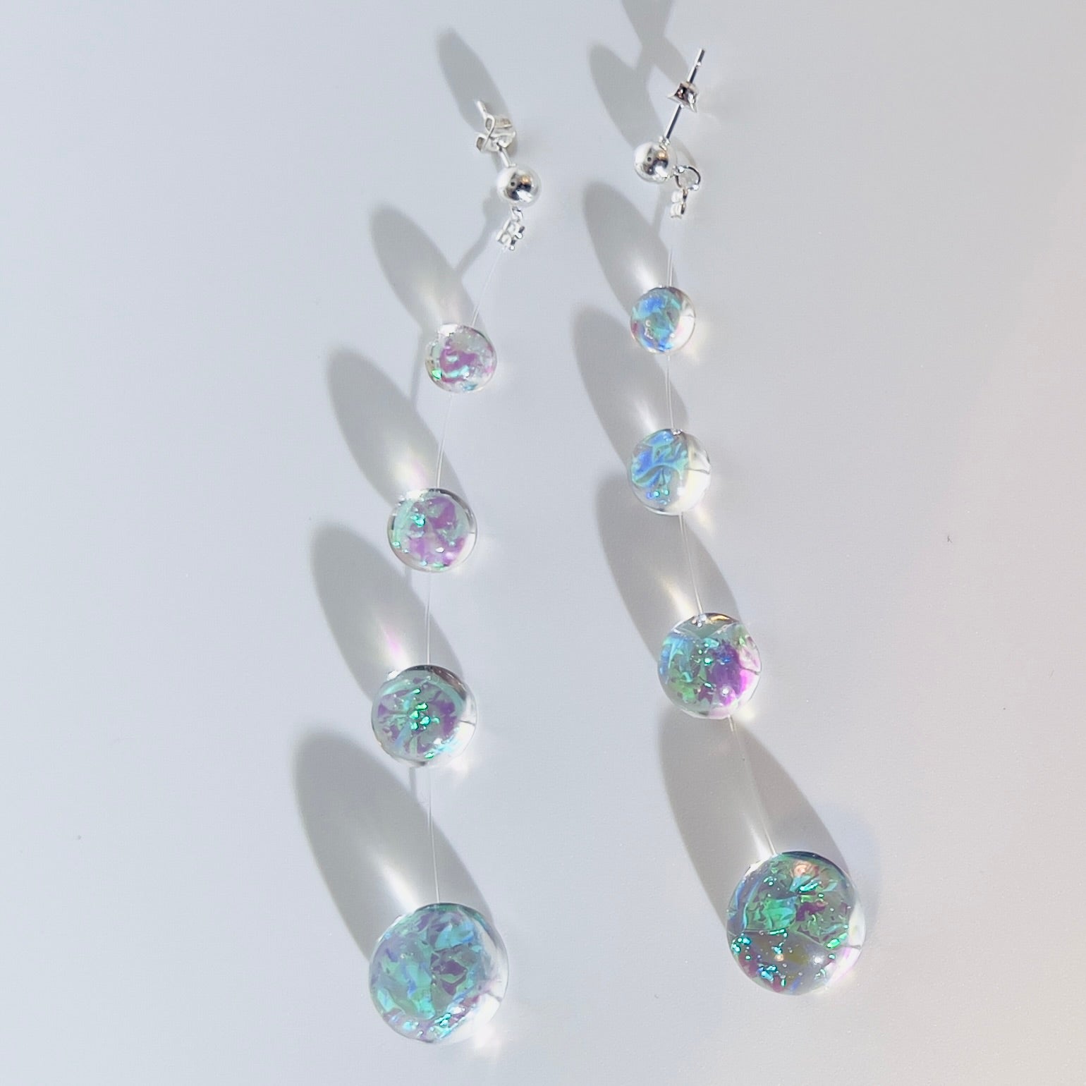 Iridescent Crystal Cascade Earrings: Modern Minimalist Statement Jewelry