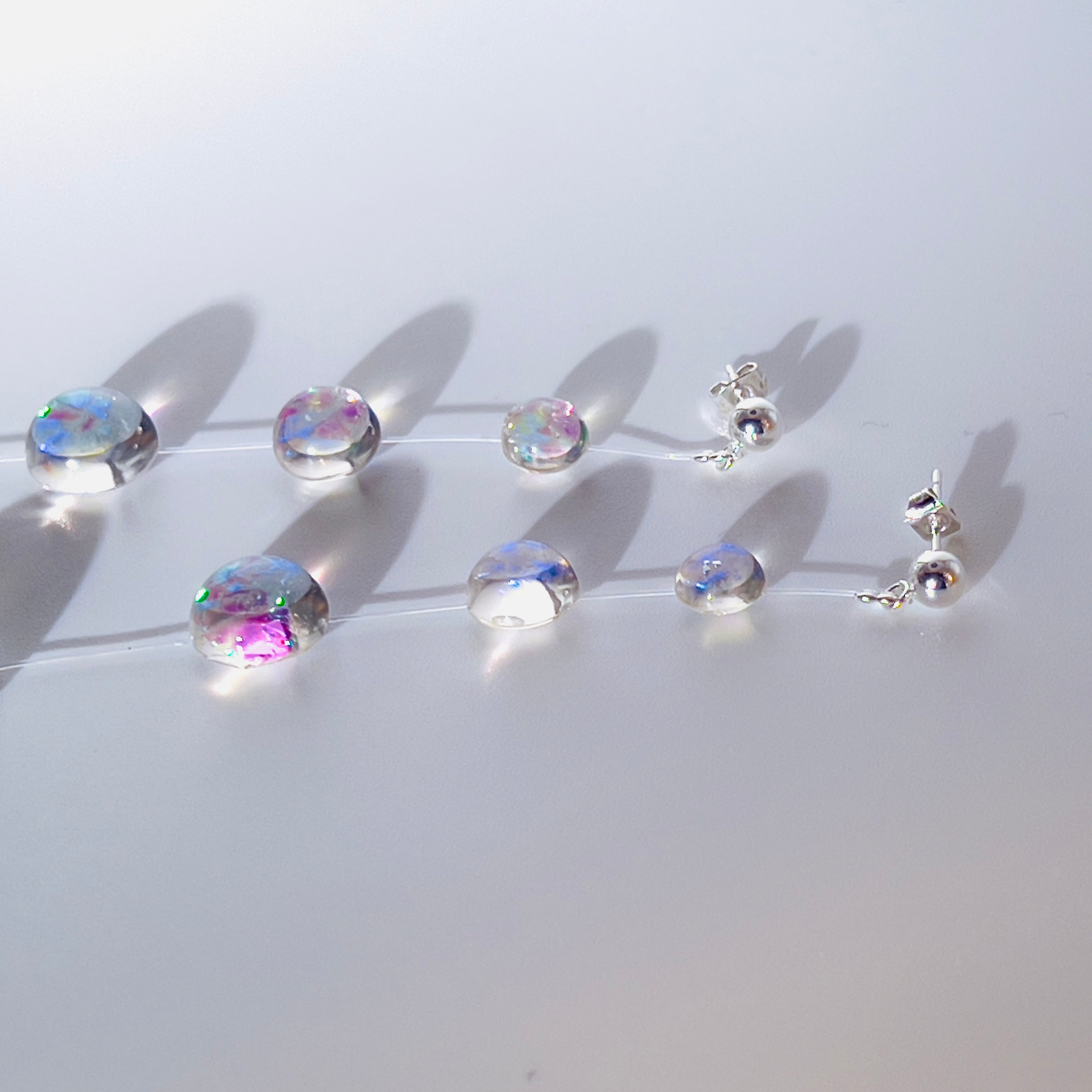 Iridescent Crystal Cascade Earrings: Modern Minimalist Statement Jewelry