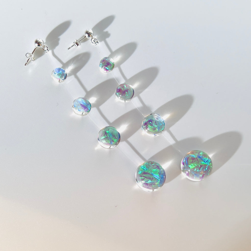 Iridescent Crystal Cascade Earrings: Modern Minimalist Statement Jewelry