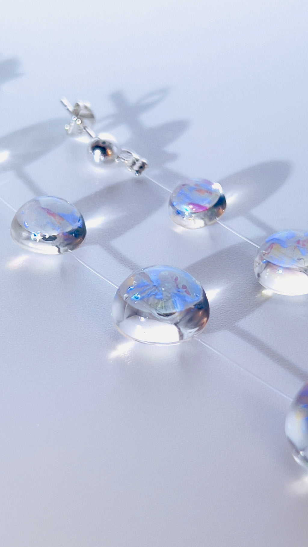 Iridescent Crystal Cascade Earrings: Modern Minimalist Statement Jewelry