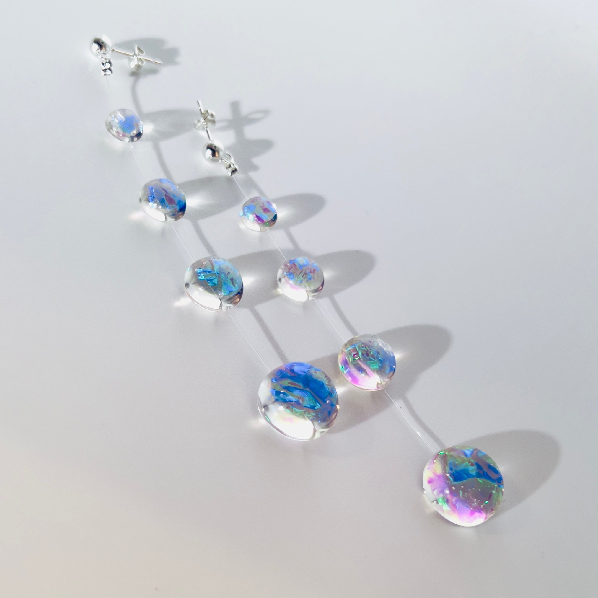 Iridescent Crystal Cascade Earrings: Modern Minimalist Statement Jewelry