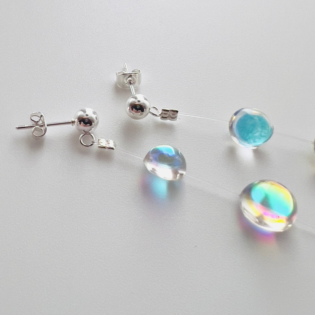 Iridescent Crystal Cascade Earrings: Modern Minimalist Statement Jewelry