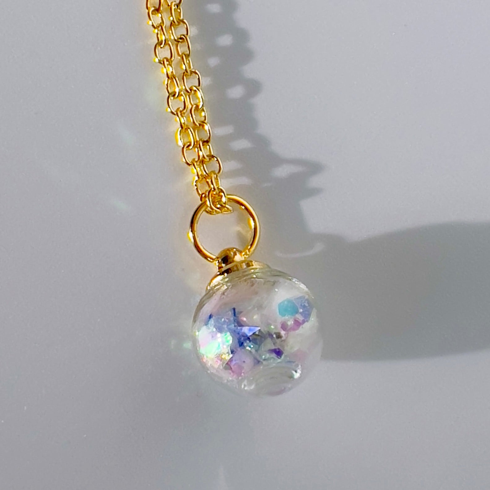 Iridescent Fairy Sparkle Glass Sphere Set, Silver or Gold Necklace and Earrings