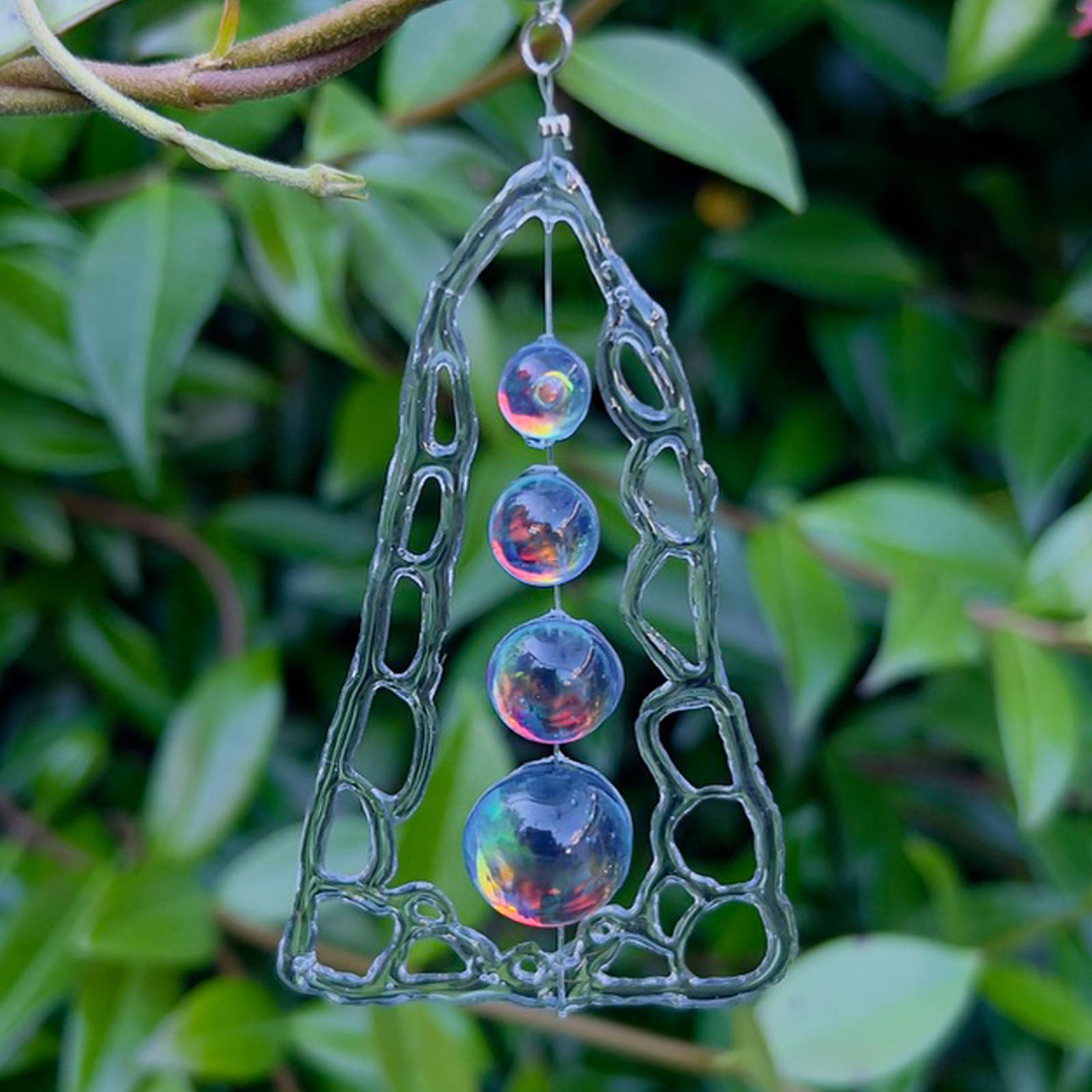 Resin Dangle Drop Earrings: Holographic Dichroic Resin Beads, Cell Structure Art