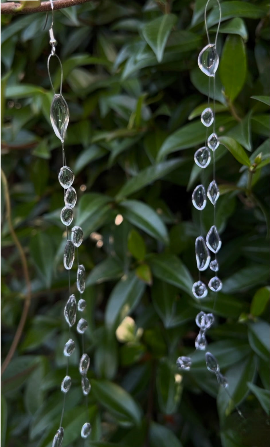 Long Clear Resin Raindrop Earrings: Ethereal Cascading Dangle Jewelry