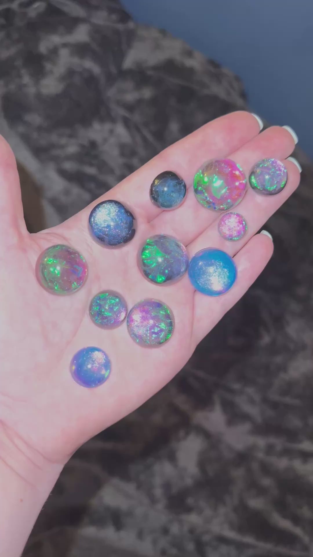 Dichroic Resin Cabochons: Galaxy Aurora Opal Domes